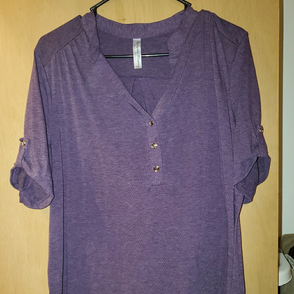 Purple blouse button detail NWT